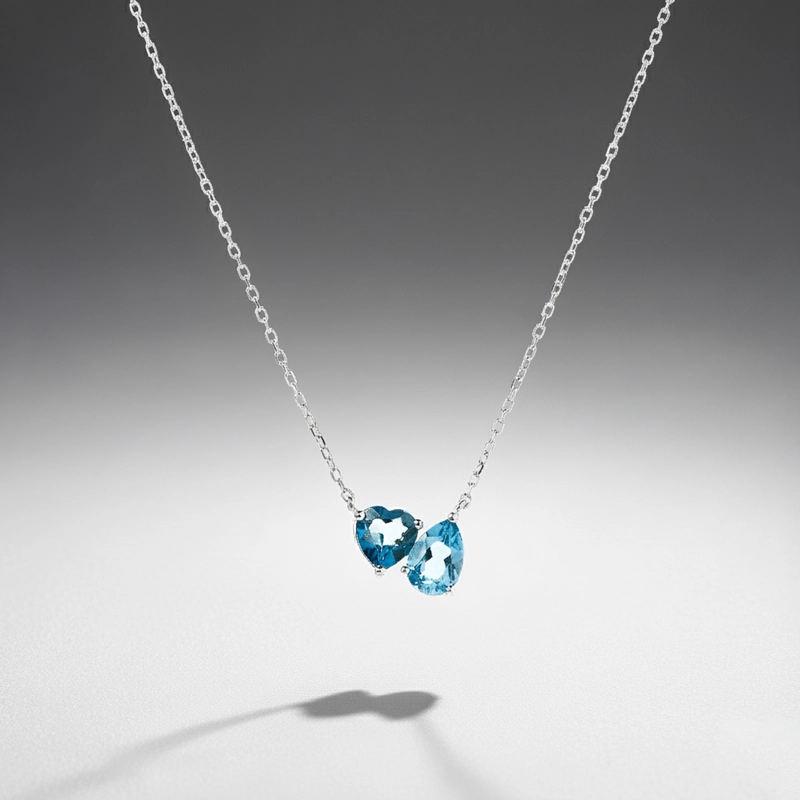 COLLAR TOPACIO AZUL NATURAL CORAZON Y GOTA - 2