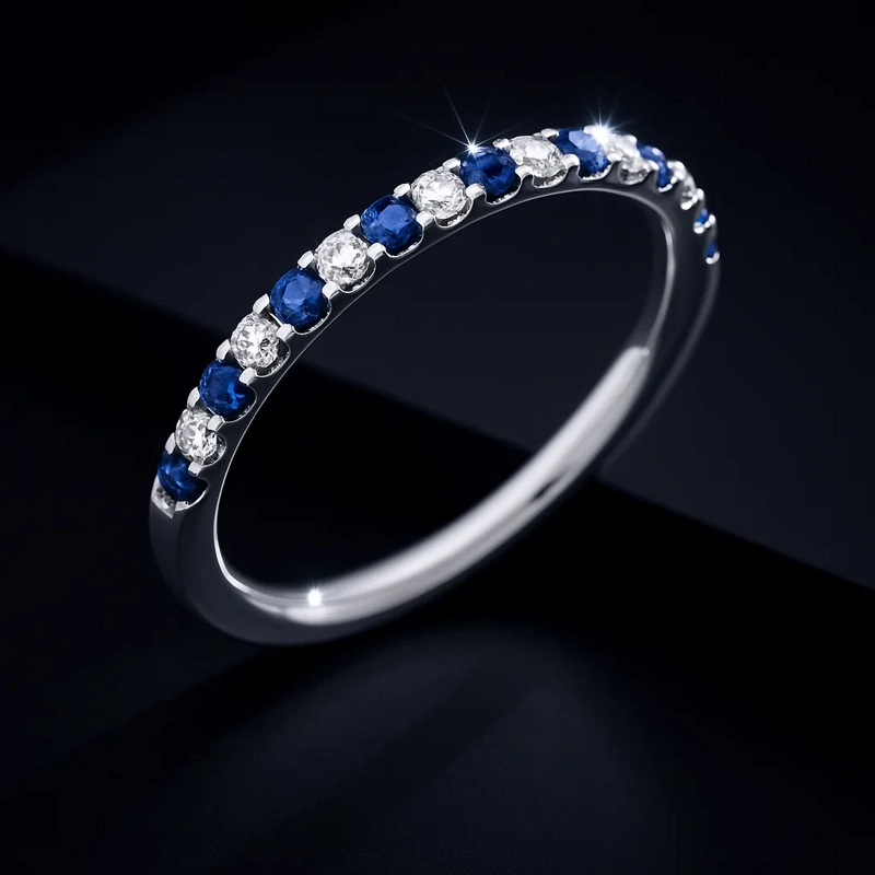 ANILLO MEDIO CINTILLO ZAFIRO Y BRILLANTES #13 - 2