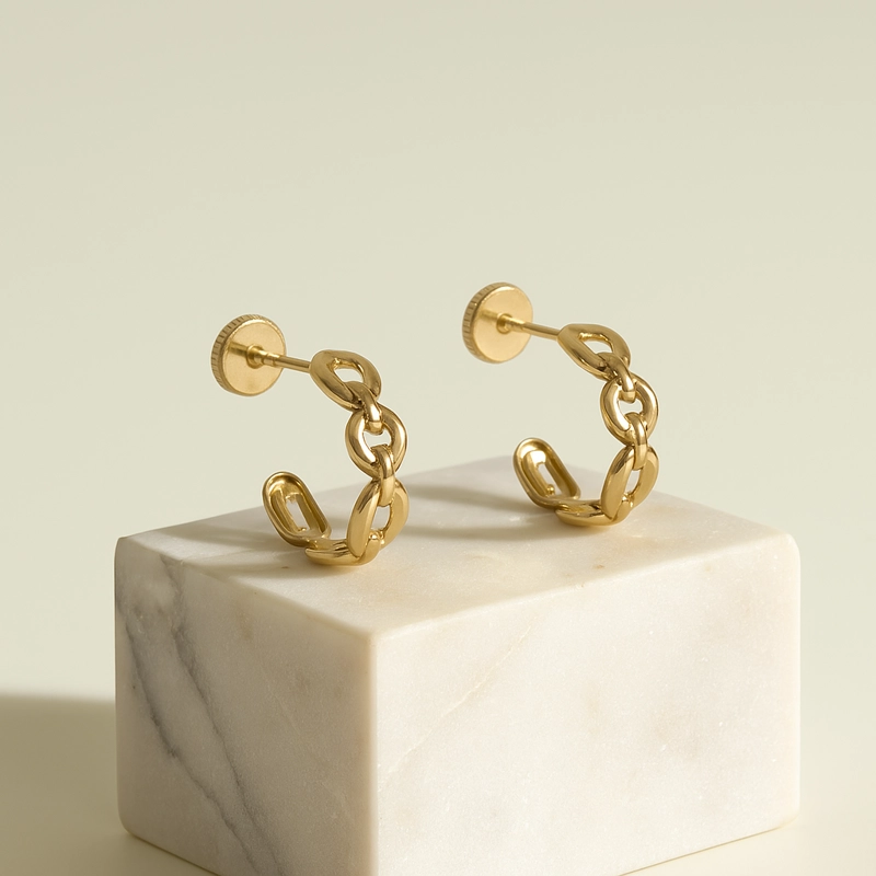 AROS MINI ARGOLLAS ESLABONES ORO 18K - 2