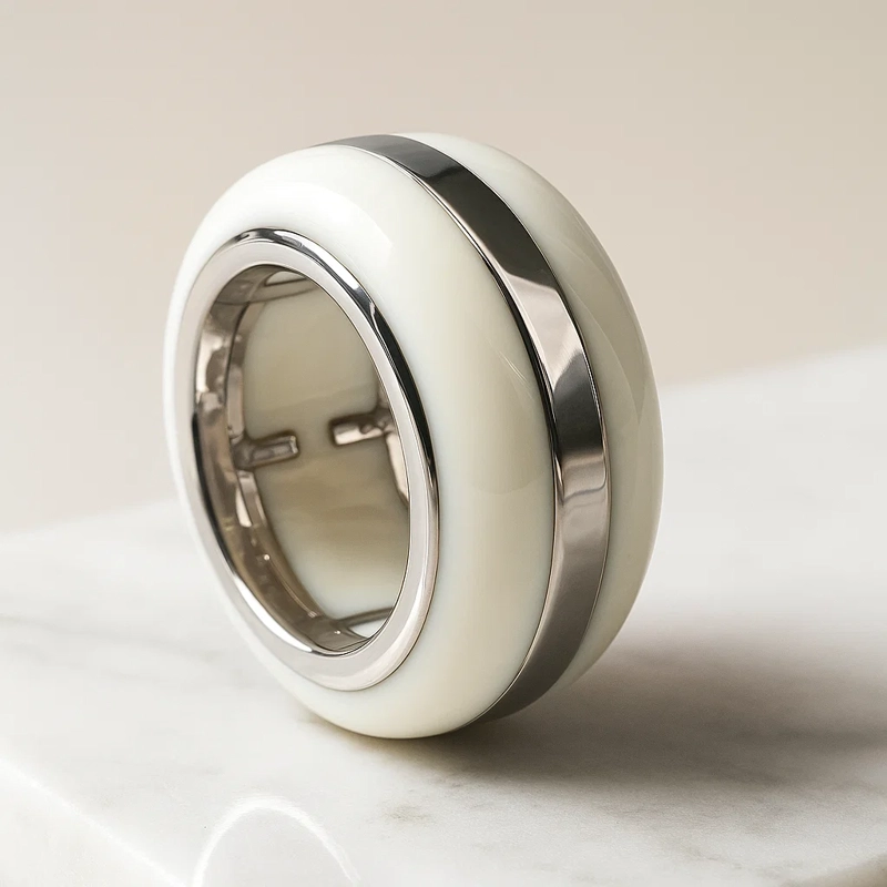 ANILLO TUBO ESMALTE BLANCO BOMBE #16 - 2