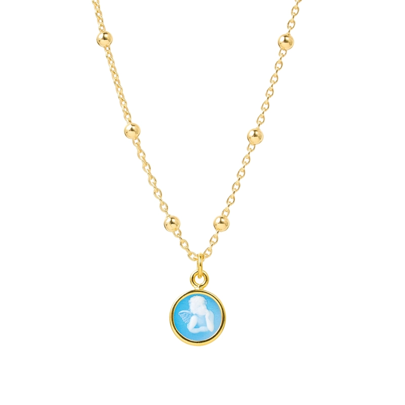 COLLAR ANGEL DE LA GUARDA EN AGATA AZUL