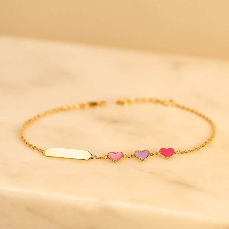 PULSERA NIÑA DE CORAZONES ORO 18K - 2