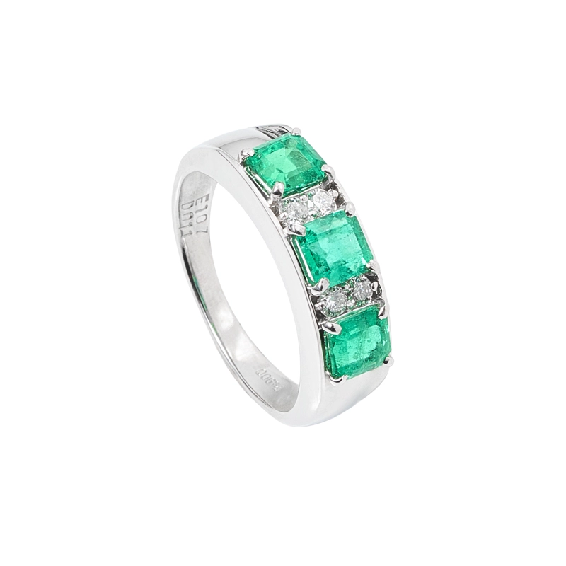 ANILLO MEDIO CINTILLO ESMERALDAS TALLA 13 - 1