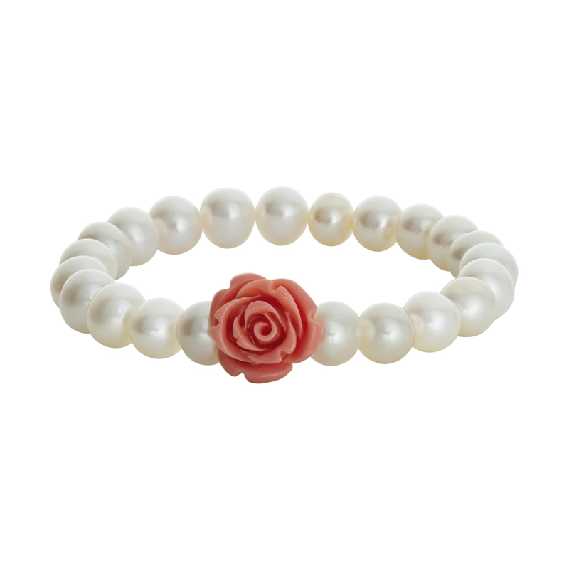 PULSERA PERLAS FLOR ROSA - 1