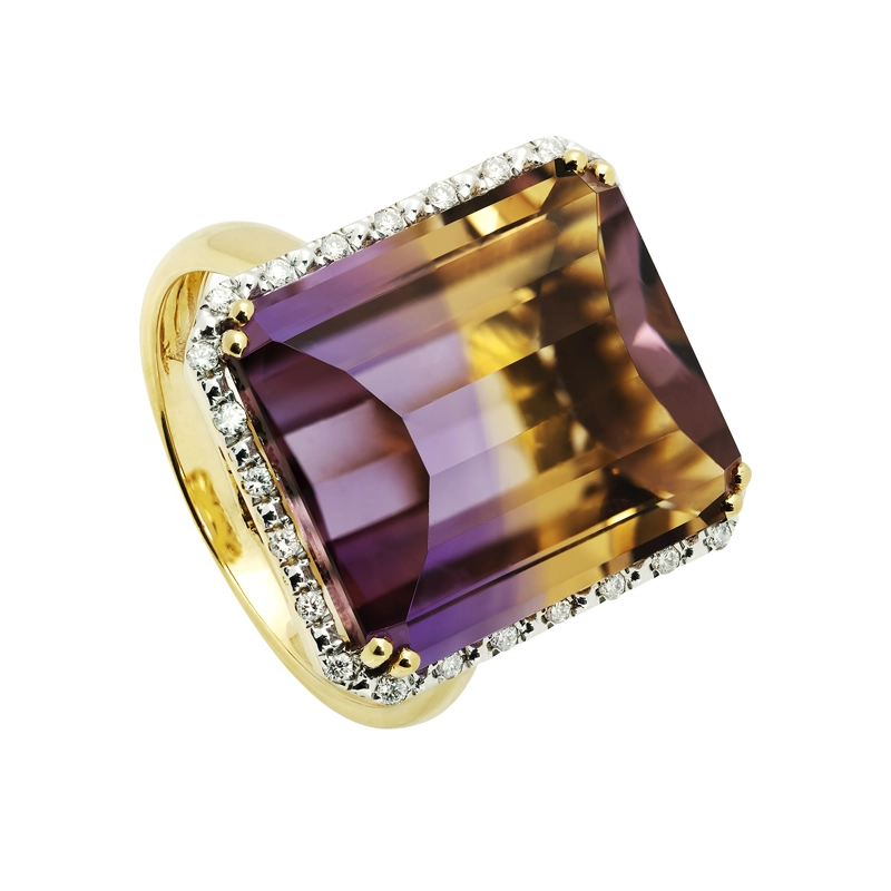 ANILLO SOLITARIO ORO 18K BOLIVIANITA Y BRILLANTES #13 - 1