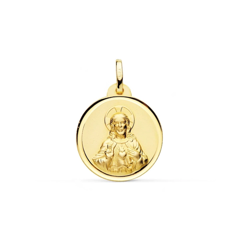 MEDALLA CORAZON DE JESUS 20MM ORO 18K