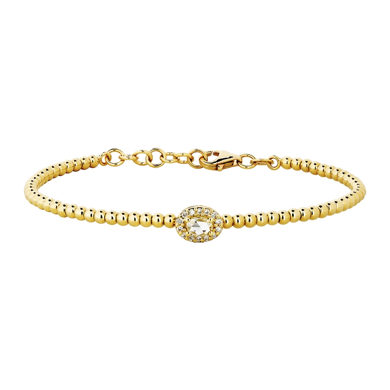 PULSERA BOLITAS ORO AMARILLO 18 K Y BRILLANTES DE 26 PTS - 1