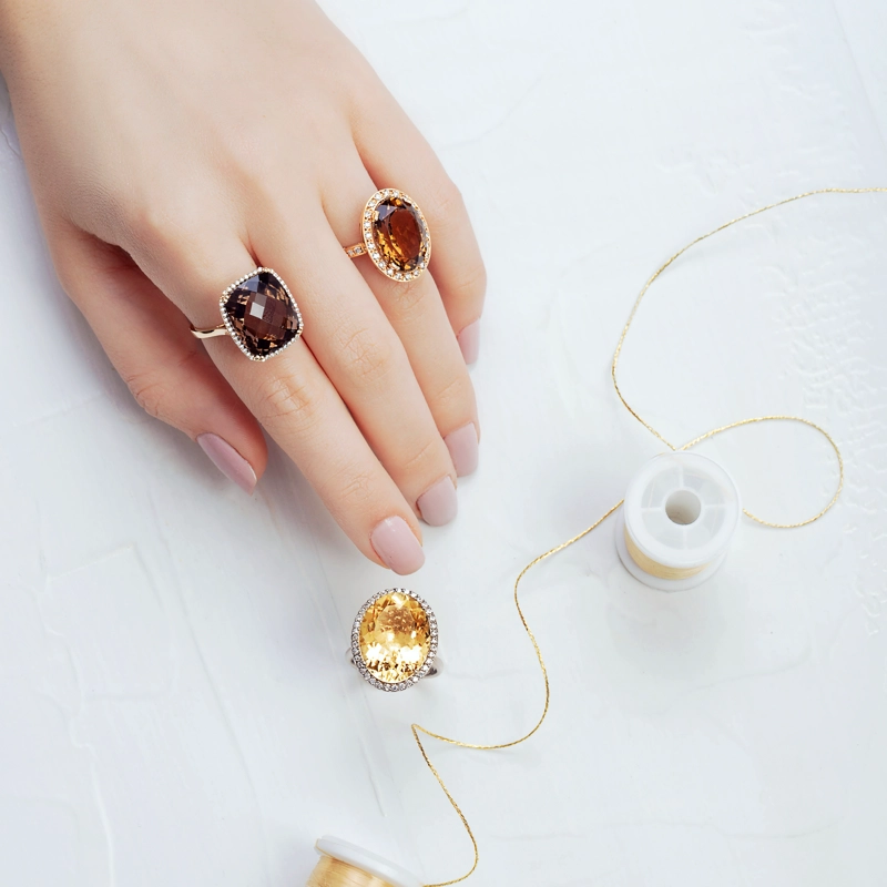 ANILLO BRILLANTES TOPACIO FUME ZN #14 - 2