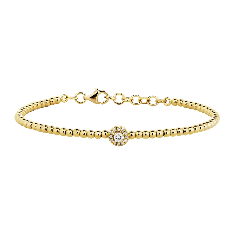 PULSERA BOLITAS ORO AMARILLO 18K BRILLANTES 15PTS - 1