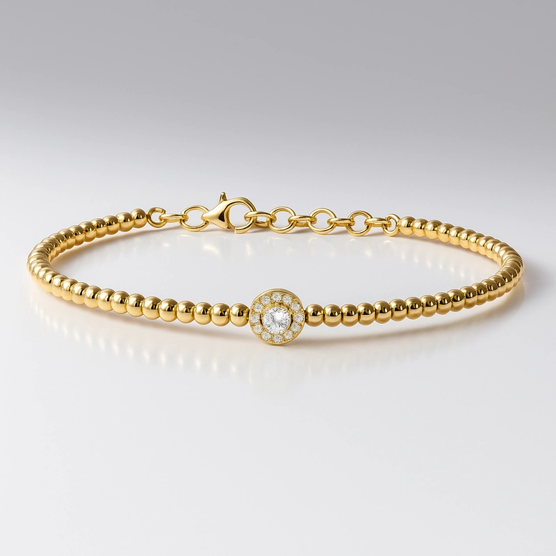 PULSERA BOLITAS ORO AMARILLO 18K BRILLANTES 15PTS - 2