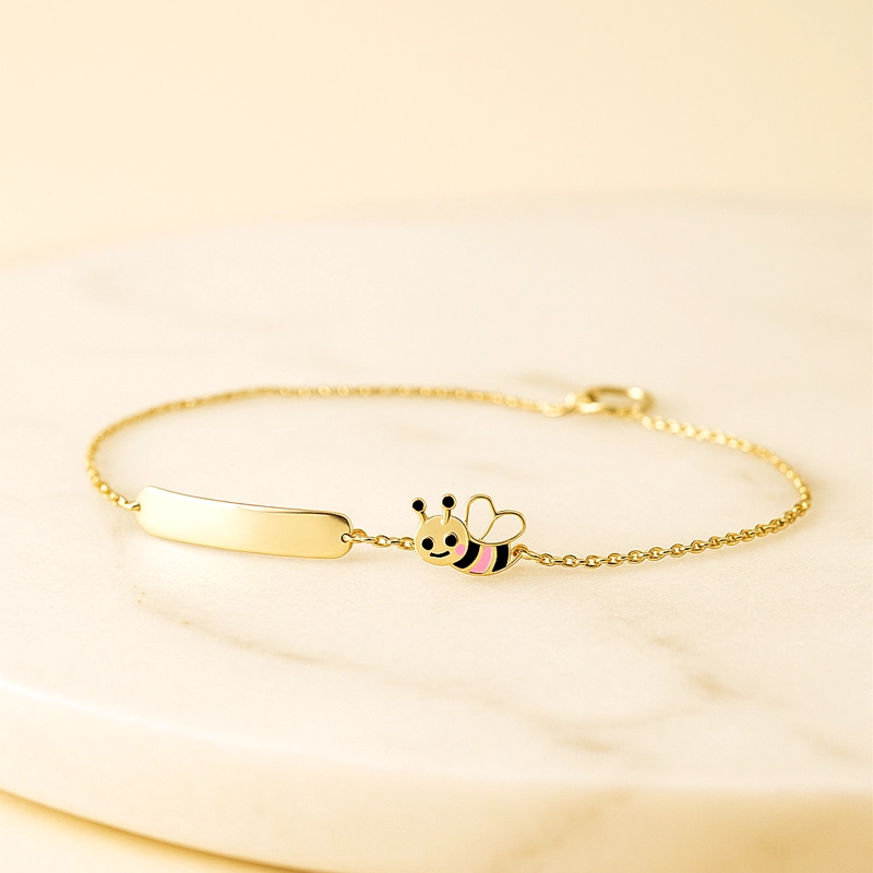 PULSERA ORO NIÑA LZ PIOCHA ORO 18 KT ABEJITA - 2