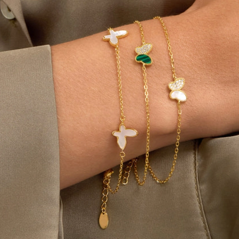 PULSERA MARIPOSA BICOLOR DORADA - 2