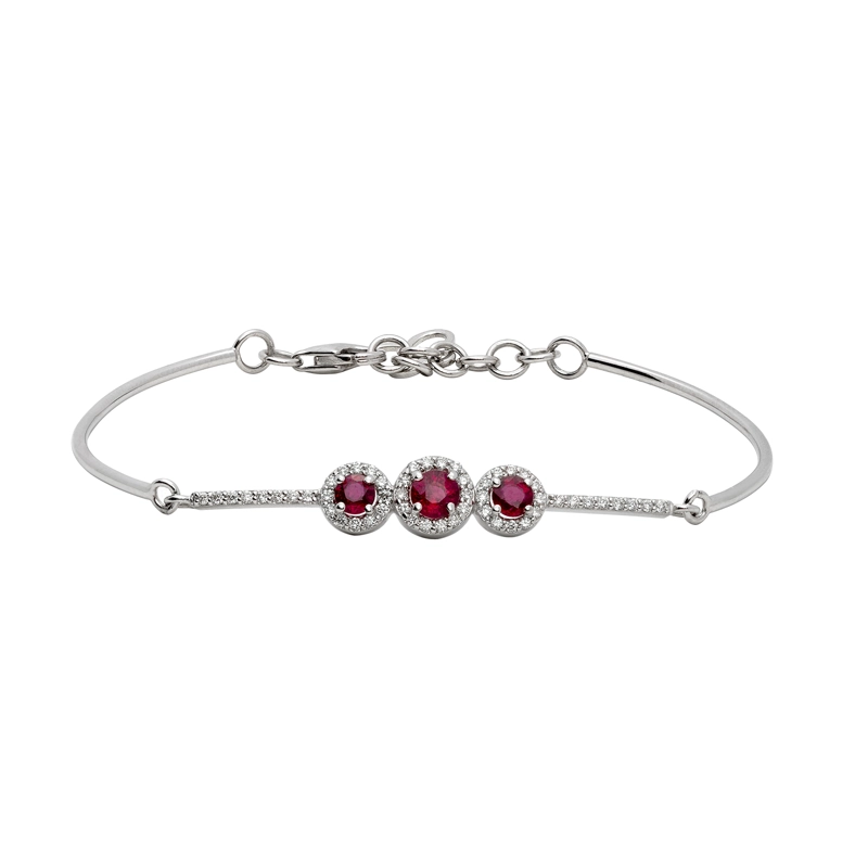 PULSERA RUBI Y BRILLANTES ORO BLANCO 18K - 1