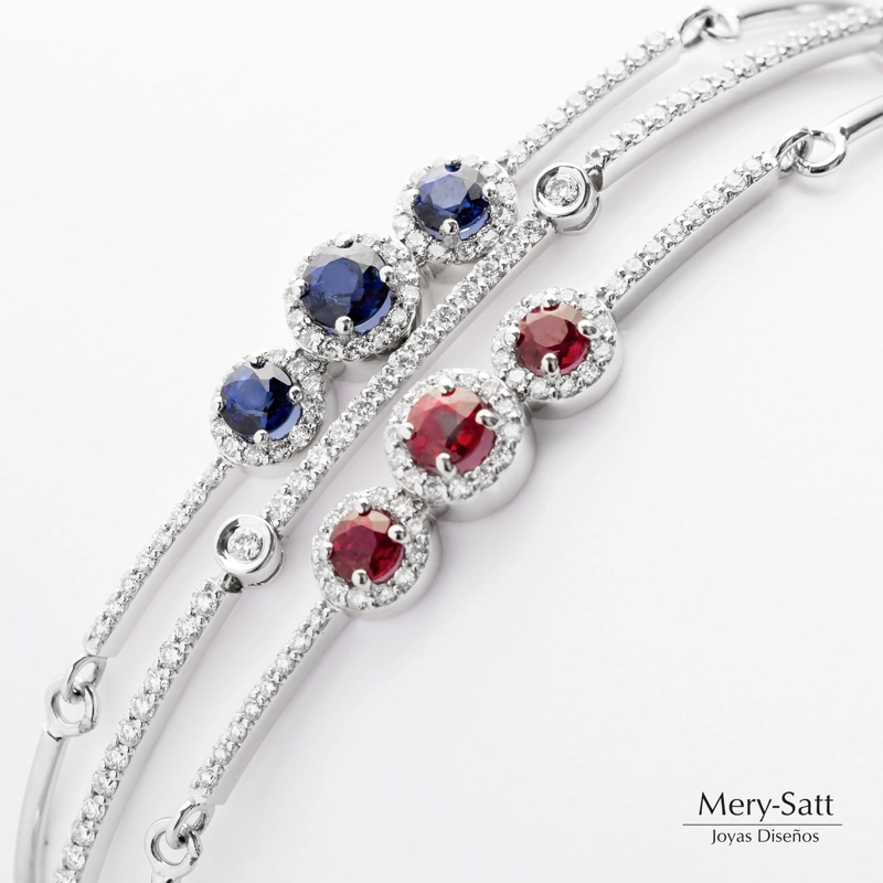 PULSERA RUBI Y BRILLANTES ORO BLANCO 18K - 3