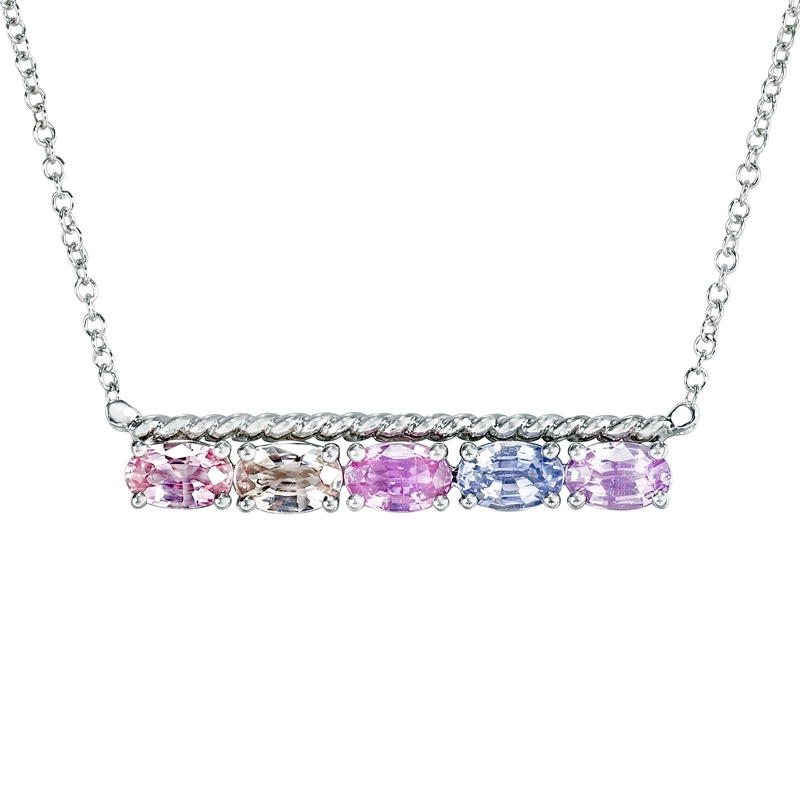 COLLAR ZAFIROS TONOS PASTELES ORO BLANCO 18K - 1