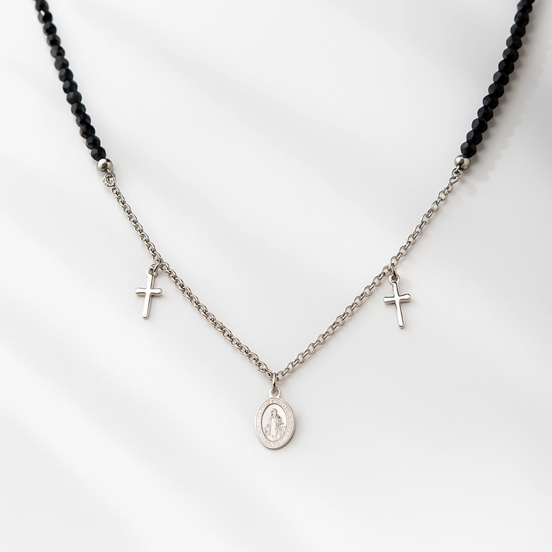COLLAR AT PARIS BEADED ONYX RELIGIOUS - 2