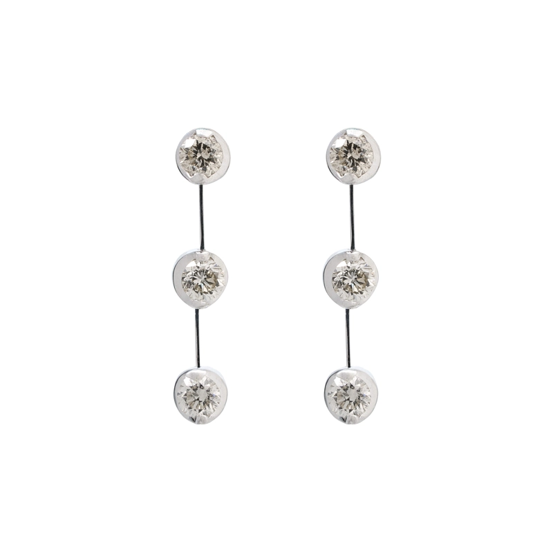 AROS 3 DIAMANTES BARRA ORO BLANCO 18K - 1