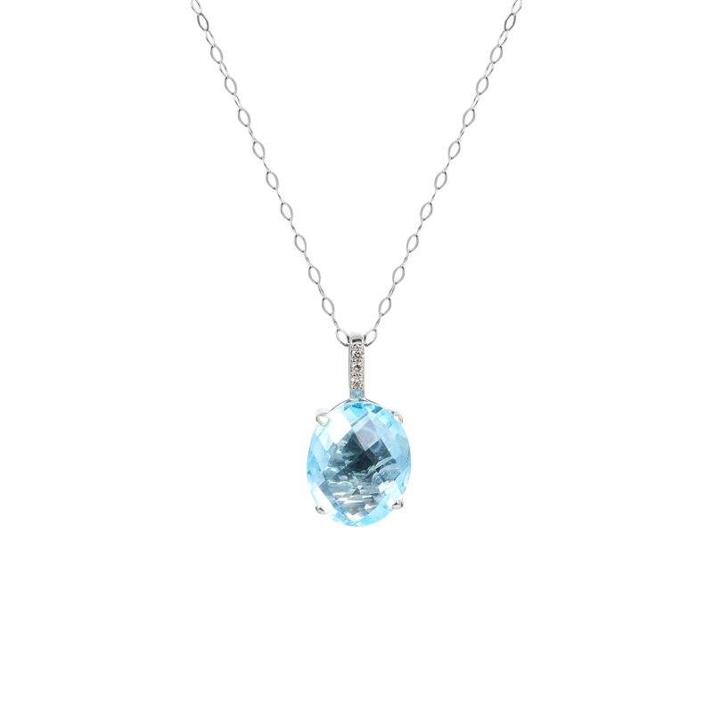 COLLAR DE PLATINO CON AGUAMARINA