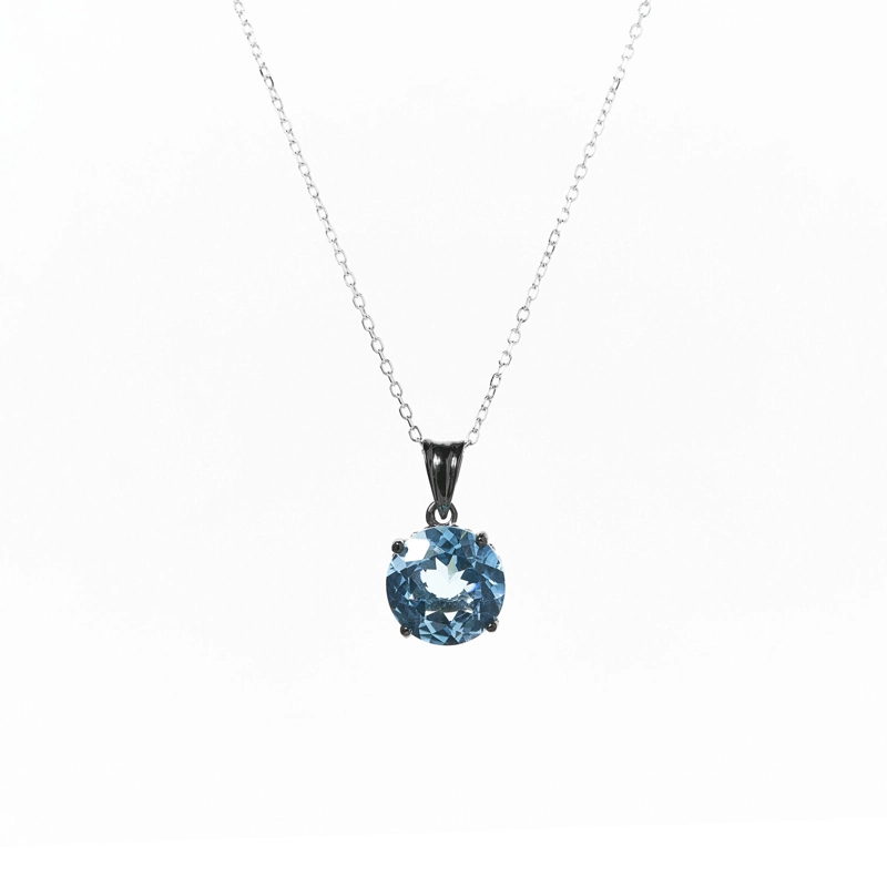 COLLAR TOPACIO AZUL NATURAL PLATA ENVEJECIDA - 1