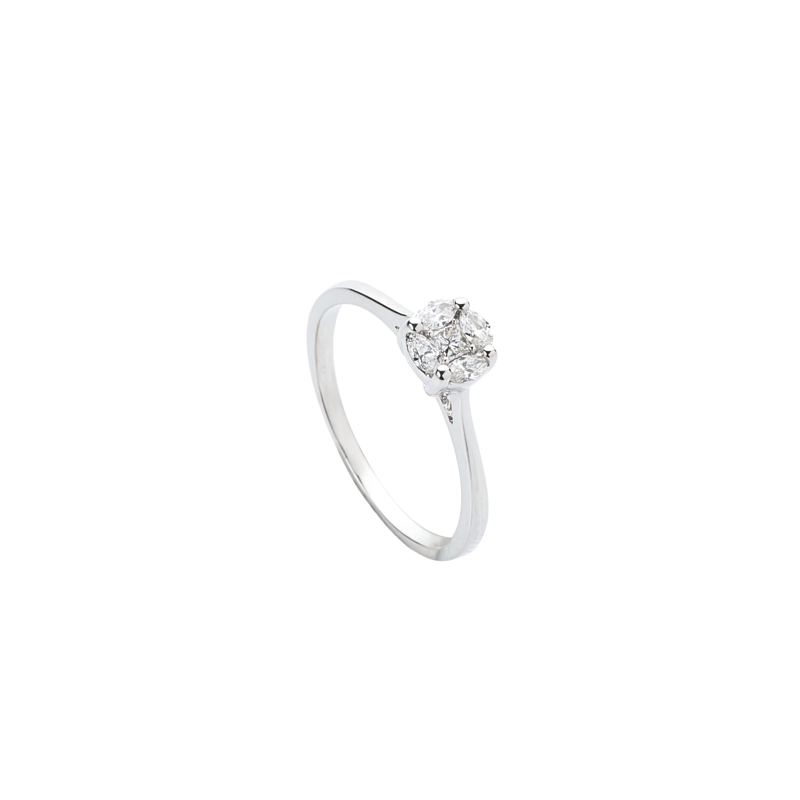 ANILLO PRINCESS MARQUISE ORO BLANCO #14 - 1