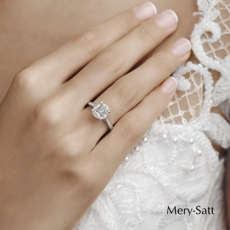 ANILLO PRINCESS MARQUISE ORO BLANCO #14 - 2