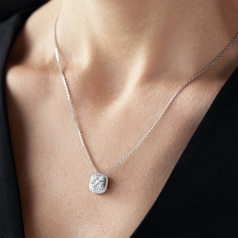 COLLAR OB SOPHIA CUADRADO CON BRILLANTES 0.42CT - 2