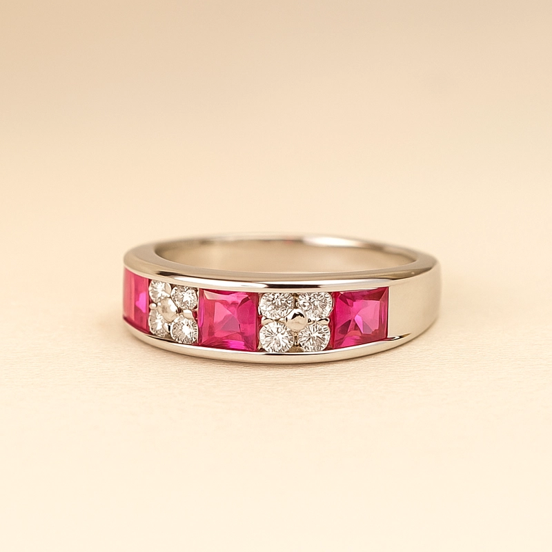 ANILLO MEDIO CINTILLO RUBIES. TALLA 13 - 2