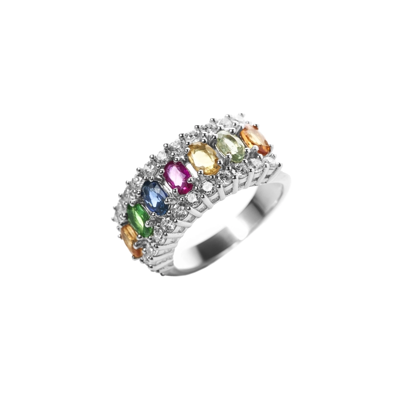 ANILLO ZAFIROS DE COLORES OVALADOS #11 - 1