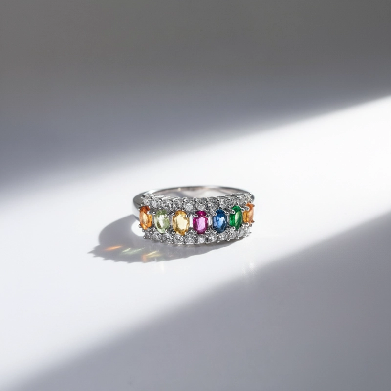 ANILLO ZAFIROS DE COLORES OVALADOS #11 - 2