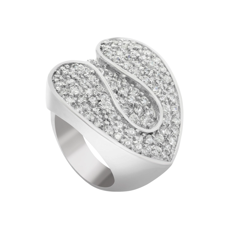 ANILLO HOJA CON CIRCONES BLANCOS EN PAVE #14 - 1