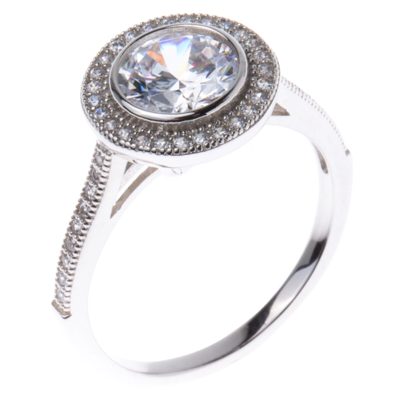 ANILLO SOLITARIO VINTAGE PLATA #16 - 1