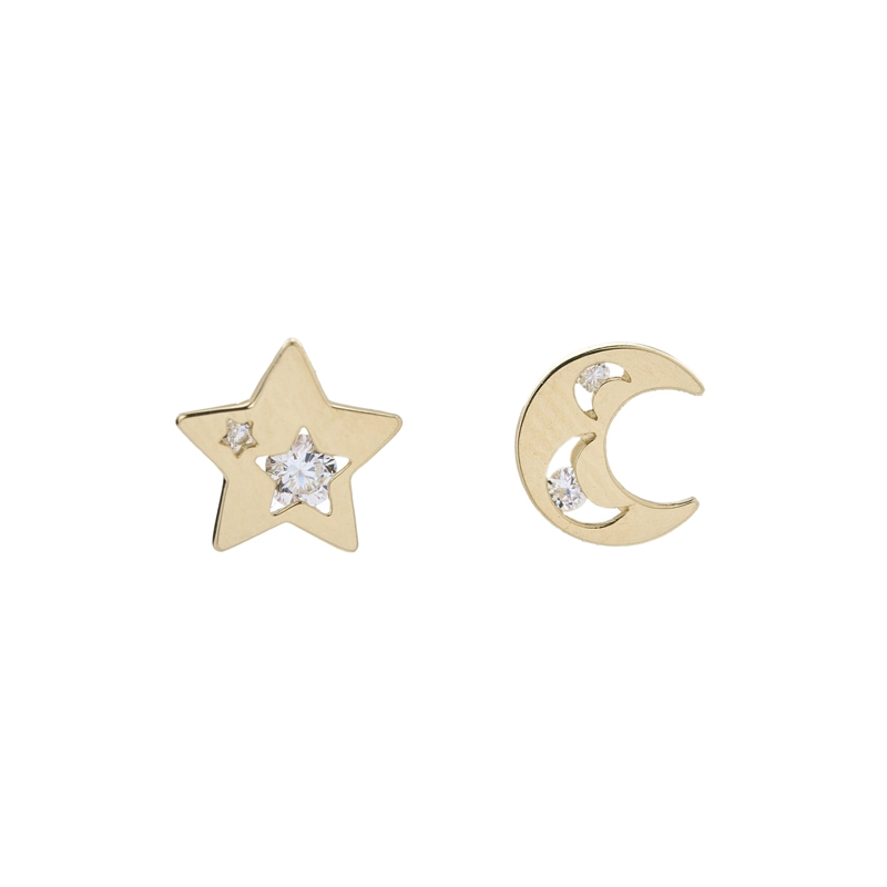 AROS LUNA Y ESTRELLA ORO 18K CIRCON - 1