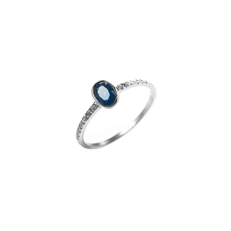 ANILLO SOLITARIO ZAFIRO NATURAL MINI #19 - 1