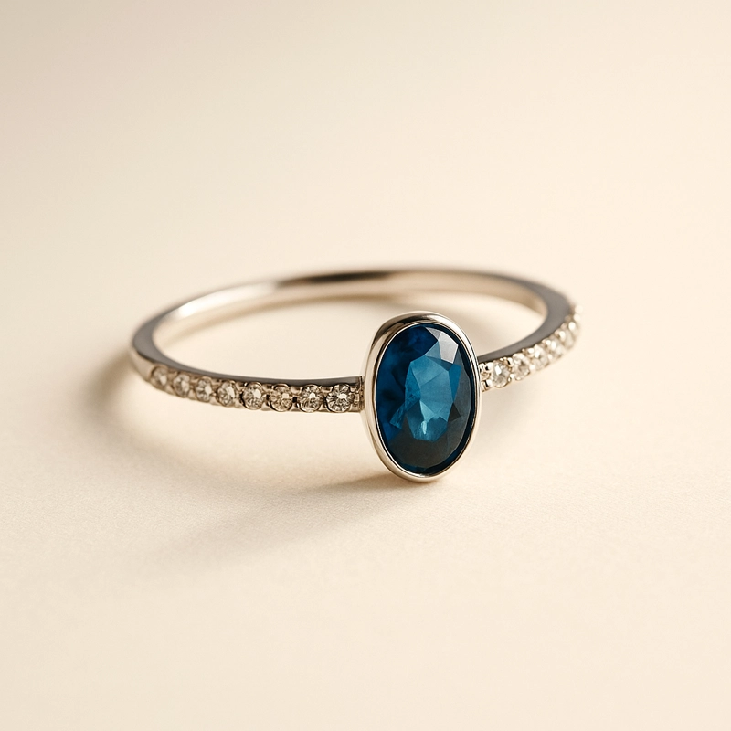 ANILLO SOLITARIO ZAFIRO NATURAL MINI #19 - 2