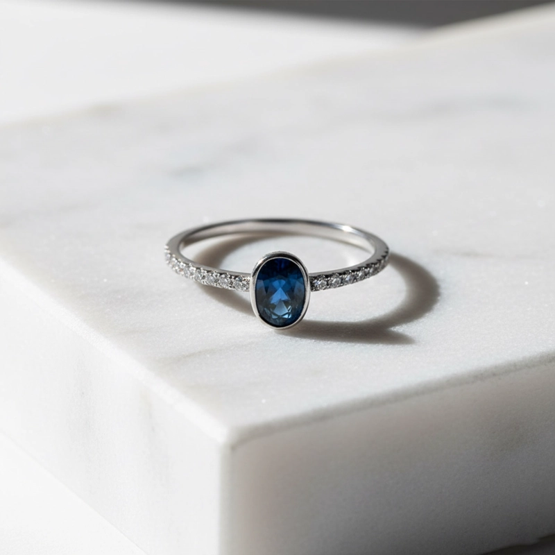 ANILLO SOLITARIO ZAFIRO NATURAL MINI #19 - 3