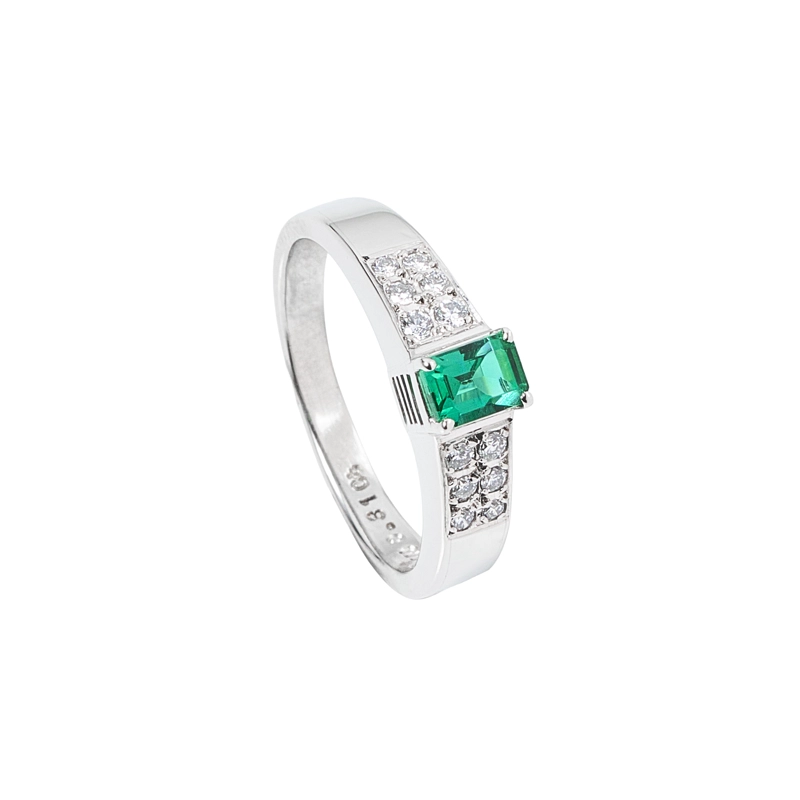ANILLO DE ESMERALDA Y BRILLANTES TALLA 8