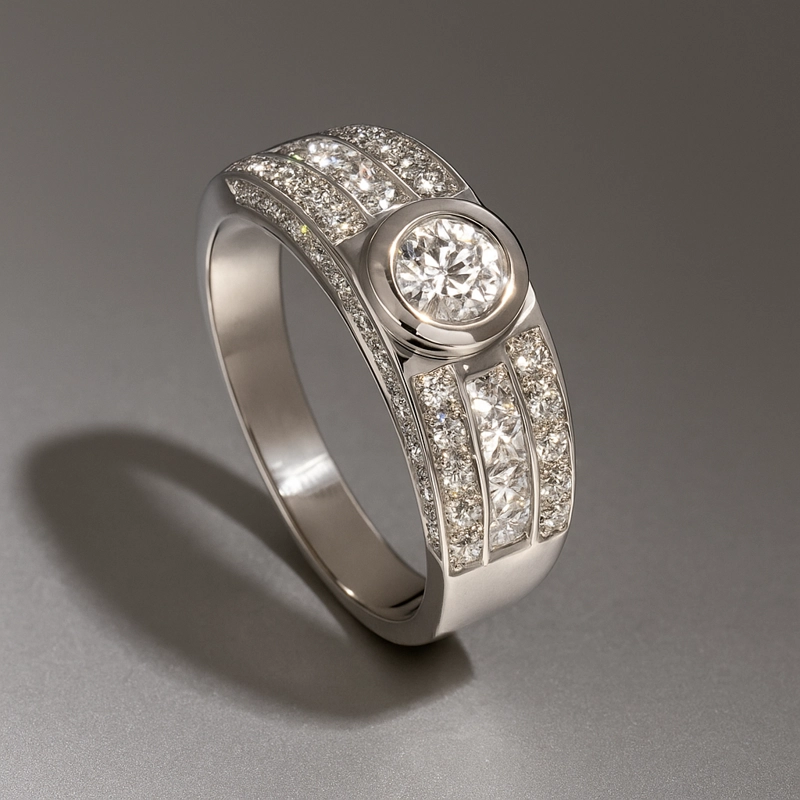 ANILLO 3 CORRIDAS DIAMANTES. TALLA 15 - 2