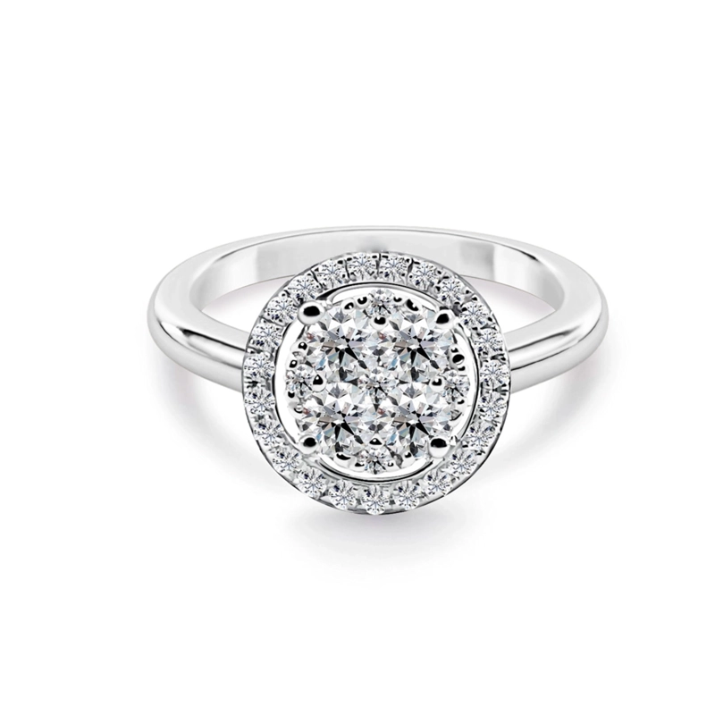ANILLO ROSETA ORO BLANCO #14 - 1
