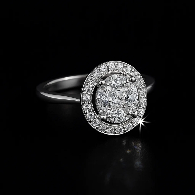 ANILLO ROSETA ORO BLANCO #14 - 3