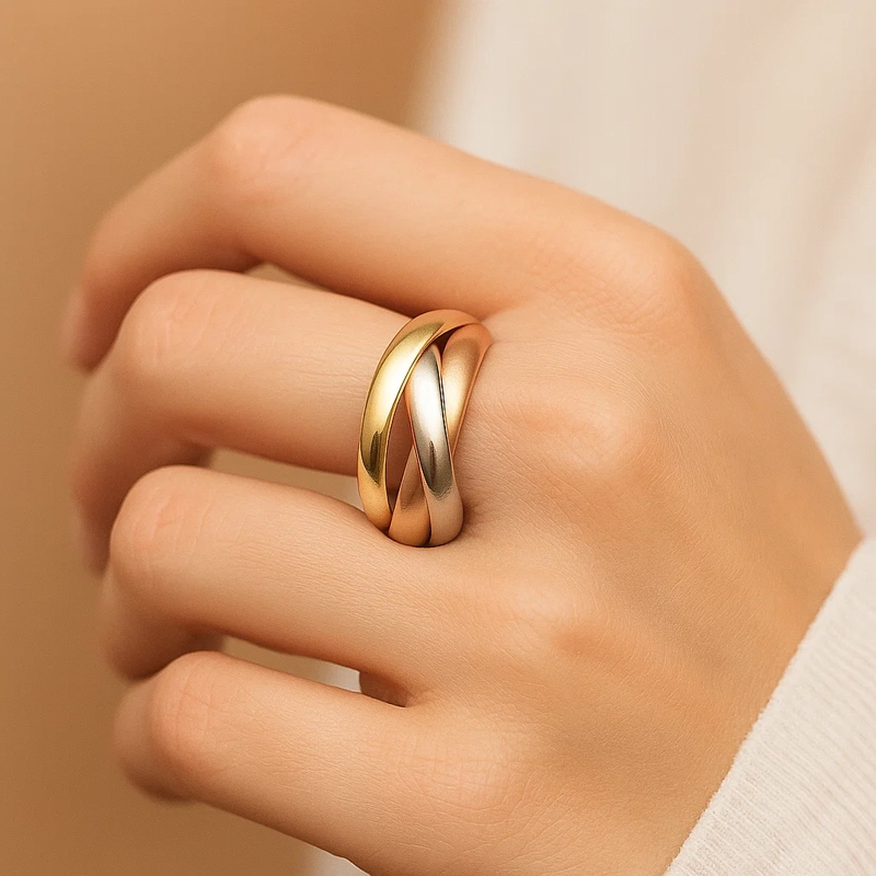 ANILLO TRIPLE PLATA VERMEIL ESSENZA #12 - 2