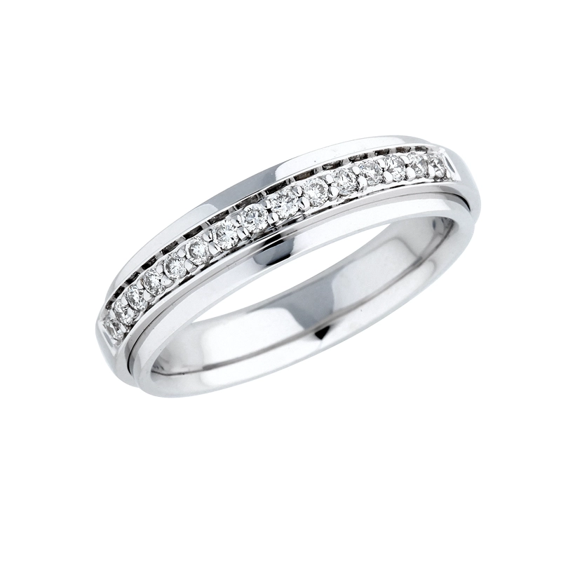 ANILLO MEDIO CINTILLO ORO BLANCO Y DIAMANTES #13 - 1