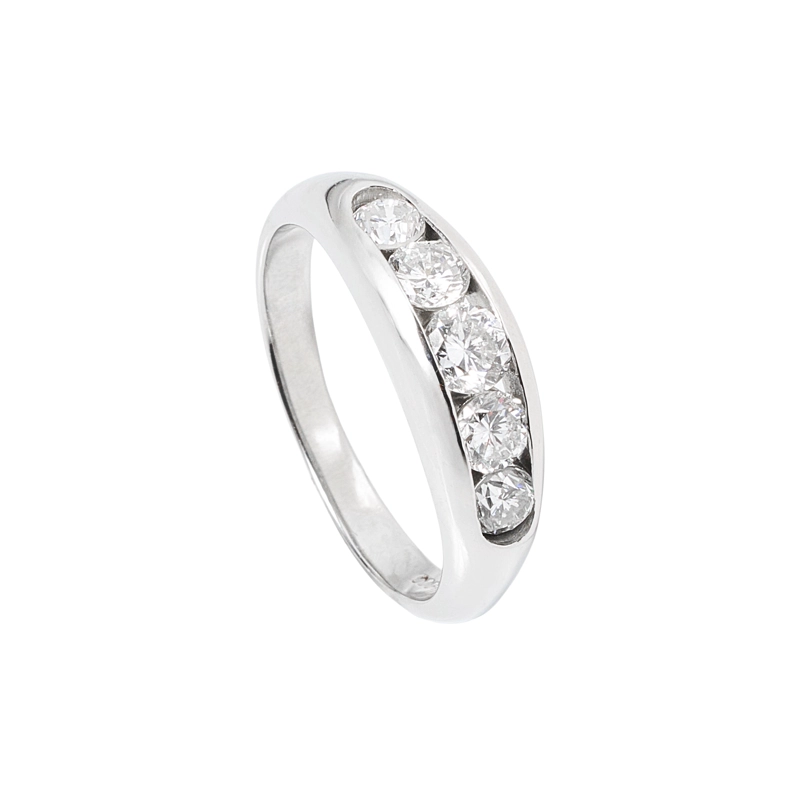 ANILLO DE PLATINO MEDIO CINTILLO BRILLANTES. TALLA 15 - 1