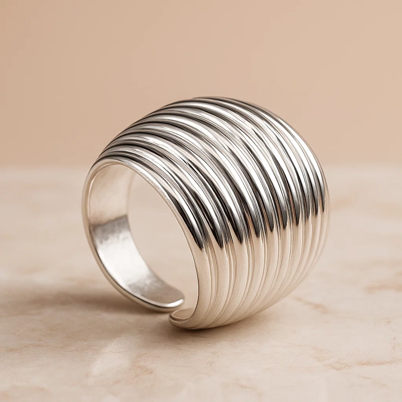 ANILLO BOMBE LINES PLATA ESSENZA - 2