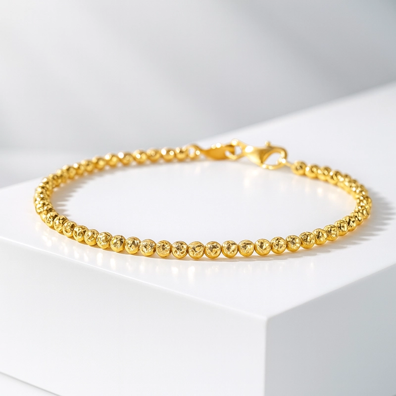 PULSERA DE ORO 18K BOLITAS DIAMANTADAS - 2