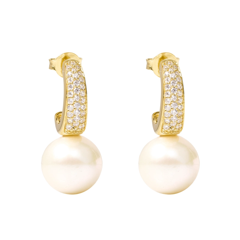 AROS PAVE CZ 11-12 MM PERLA REDONDA VERMEIL - 1