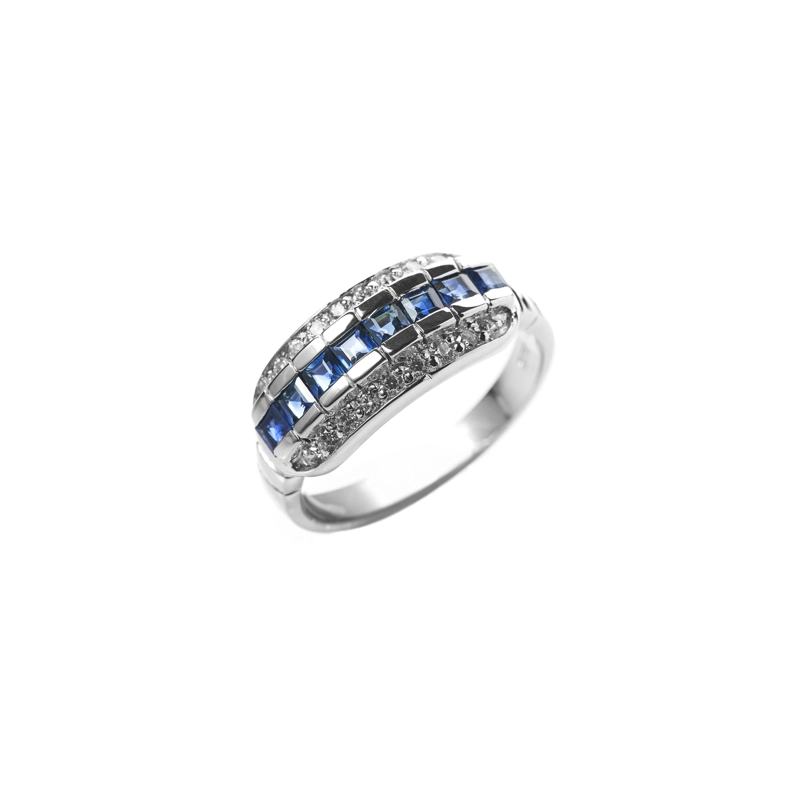 ANILLO MEDIO CINTILLO ZAFIROS NATURALES #17 - 1