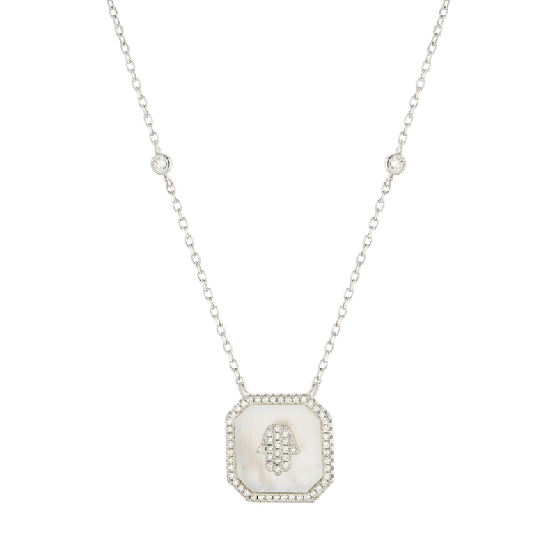 COLLAR HAMSA EN NACAR CON CZ - 1