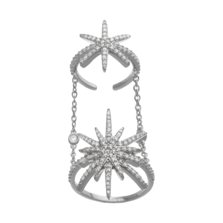 ANILLO  DOBLE ESTRELLA Y CADENA #16 - 1