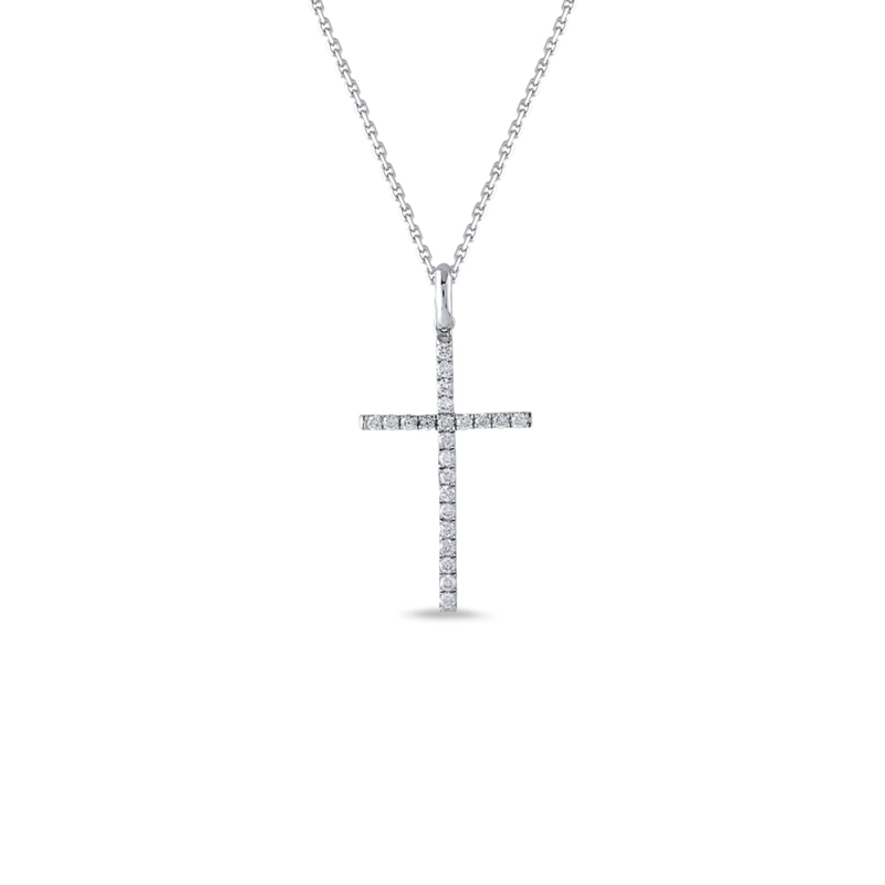 COLLAR CRUZ DIAMANTES EN ORO BLANCO - 1