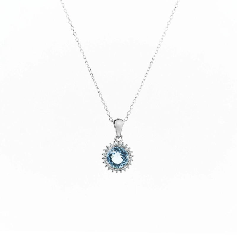 COLLAR TOPACIO AZUL NATURAL CON HALO - 1
